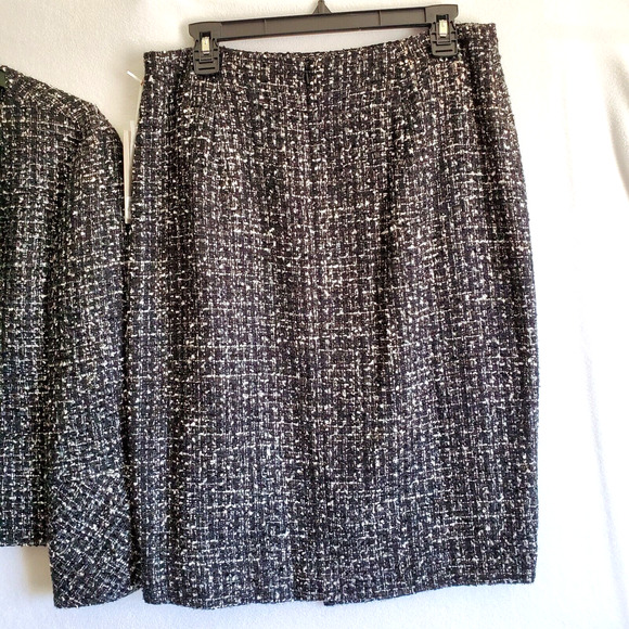 Emerson Rose Blazer Skirt Set Womens Medium Black Parisian Tweed Speckled Zipper - Picture 7 of 16